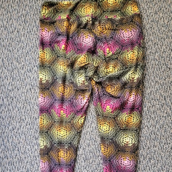 Tall and Curvy LuLaRoe Bright Pink Green Geometric Buttery Soft Leggings XXL - Picture 14 of 16
